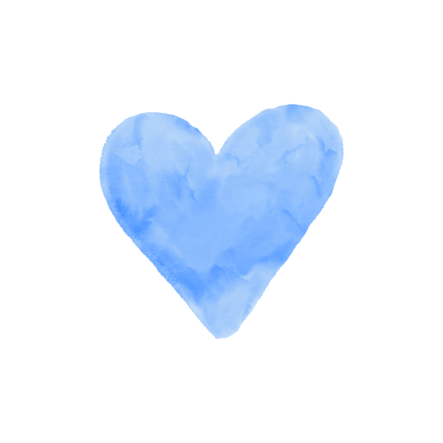 Petit cœur bleu en aquarelle illustrant les mentions légales de Hyppa Events